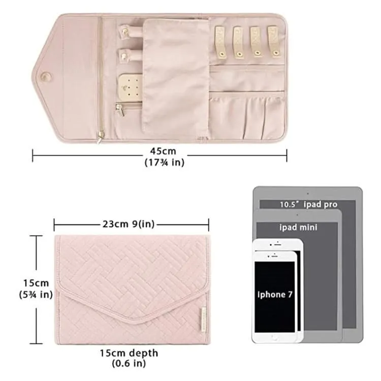 Portable Velvet Jewelry Roll – Travel Organizer Bag