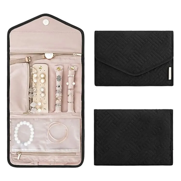 Portable Velvet Jewelry Roll – Travel Organizer Bag