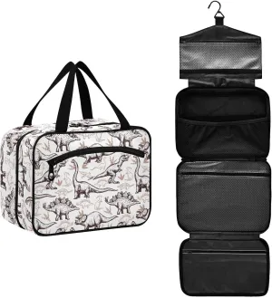 Prehistoric Dinosaur Hanging Travel Toiletry Bag for Women Men Makeup Organizer with bottles & hanging hook Bathroom Shower Bag for Toiletries Traveling Bathroom Outdoors Hotel