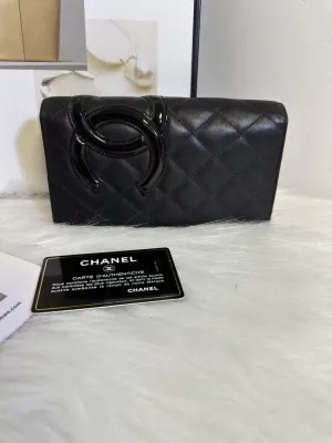 Preloved Chanel Quilted Black Leather Wallet