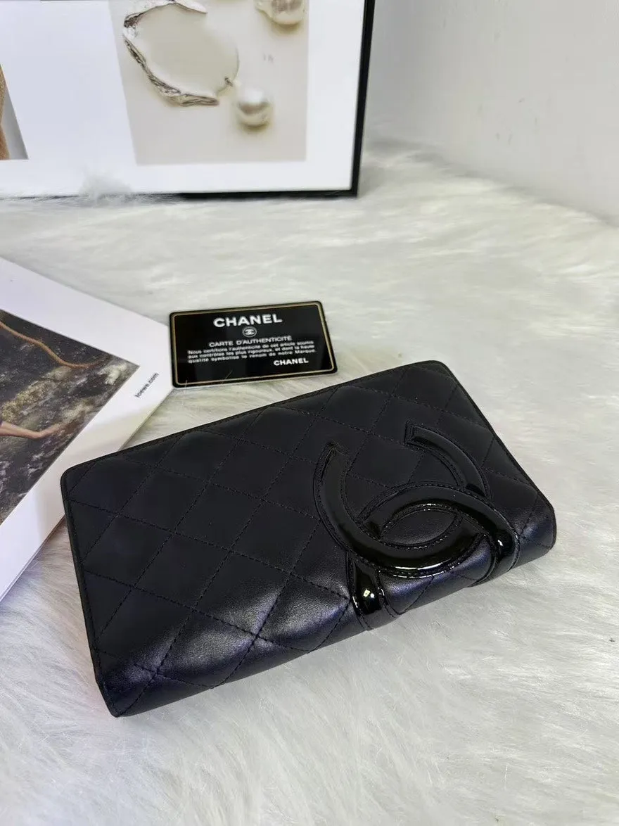 Preloved Chanel Quilted Black Leather Wallet