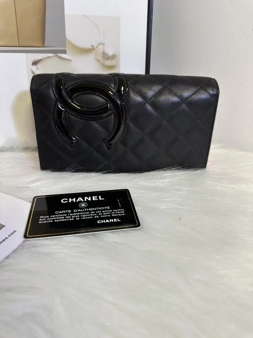 Preloved Chanel Quilted Black Leather Wallet