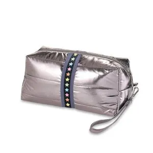 Puffer Cosmetic Bags - Gunmetal with Multi Star