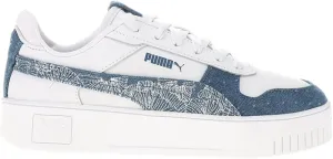 PUMA Womens Carina Street Denim Lace Up Sneakers Shoes Casual - White - Size 5.5 M