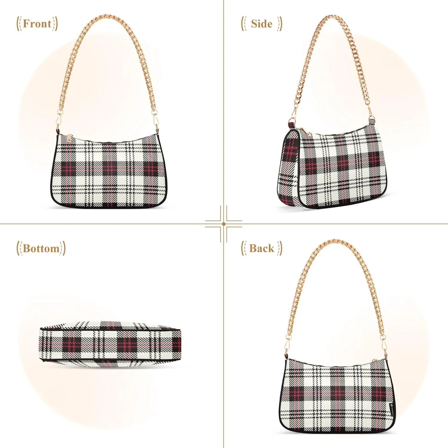 Purple Music Notes Polka Dot Retro Formal Purse Women Clutch Handbag Cute Prints Shoulder Tote