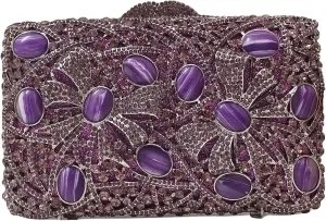 Purple Stones Clutch Women Luxury Crystal Evening Bag Glitter Rhinestone Purses For Party Wedding