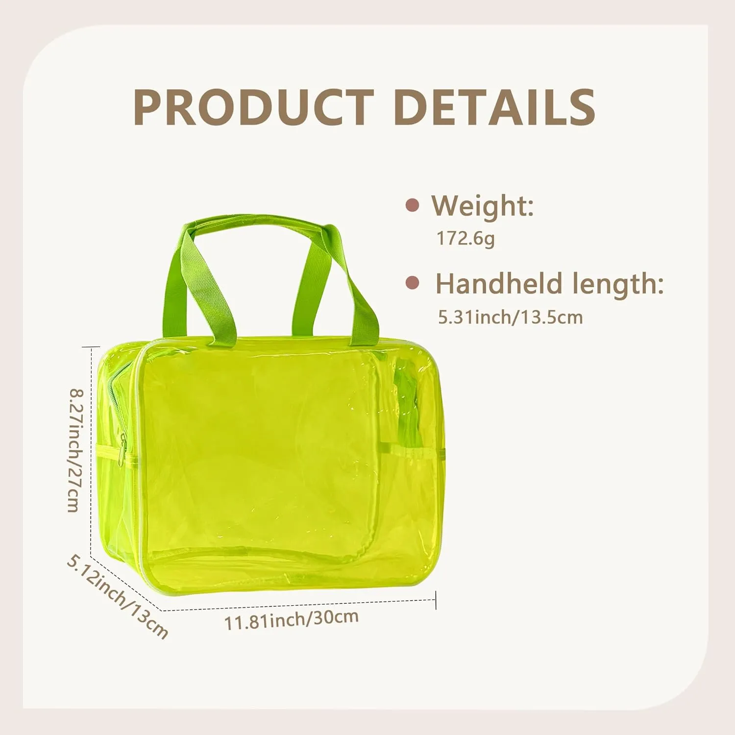 PVC Clear Pure Color Transparent Large Zipper Cosmetic Pouch Travel Makeup Cosmetic Bag with Handle for Travel Bathroom Toiletry Organizer (Hot Pink)