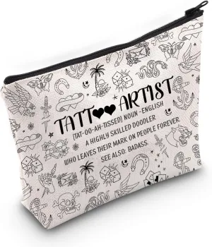 PWHAOO Tattoo Artist Appreciation Gift Tattoo Artist Definition Makeup Bag Tattooer Cosmetic Bag (Tattoo Artist Definition M)