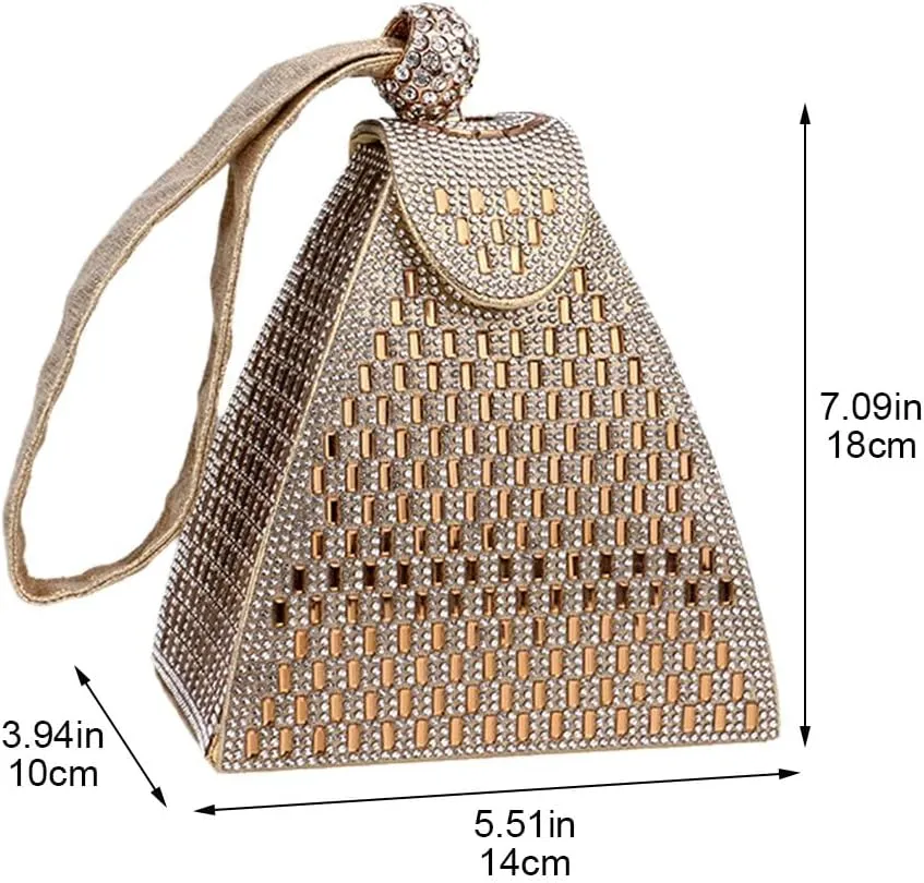 Pyramid Shape Rhinestones Luxury Evening Bags Fashion Evening Handbag Purse Cocktail Engagement Triangle Bag For Party Night