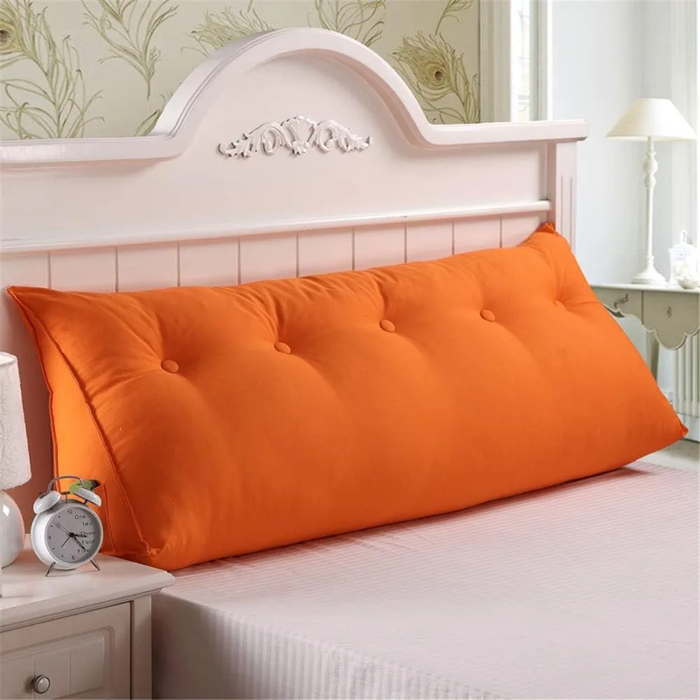 QAZW Solid Color Cotton and Linen Bedside Back Cushion Breathable Soft Large Backrest Pillow Comfortable Detachable Headboard Cushion Lumbar pad Washable for Office Bedroom etc