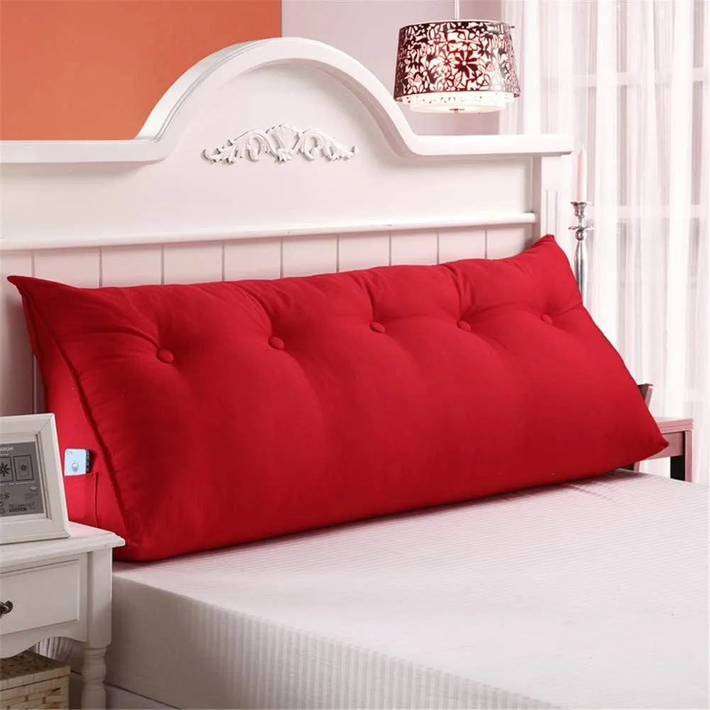 QAZW Solid Color Cotton and Linen Bedside Back Cushion Breathable Soft Large Backrest Pillow Comfortable Detachable Headboard Cushion Lumbar pad Washable for Office Bedroom etc