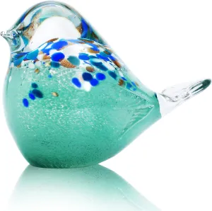 QFkris Big Handmade Glass Bird Figurines Blown Glass Bird Paper Weight Collectibles Art Animal Sculpture Home Table Ornament Decor