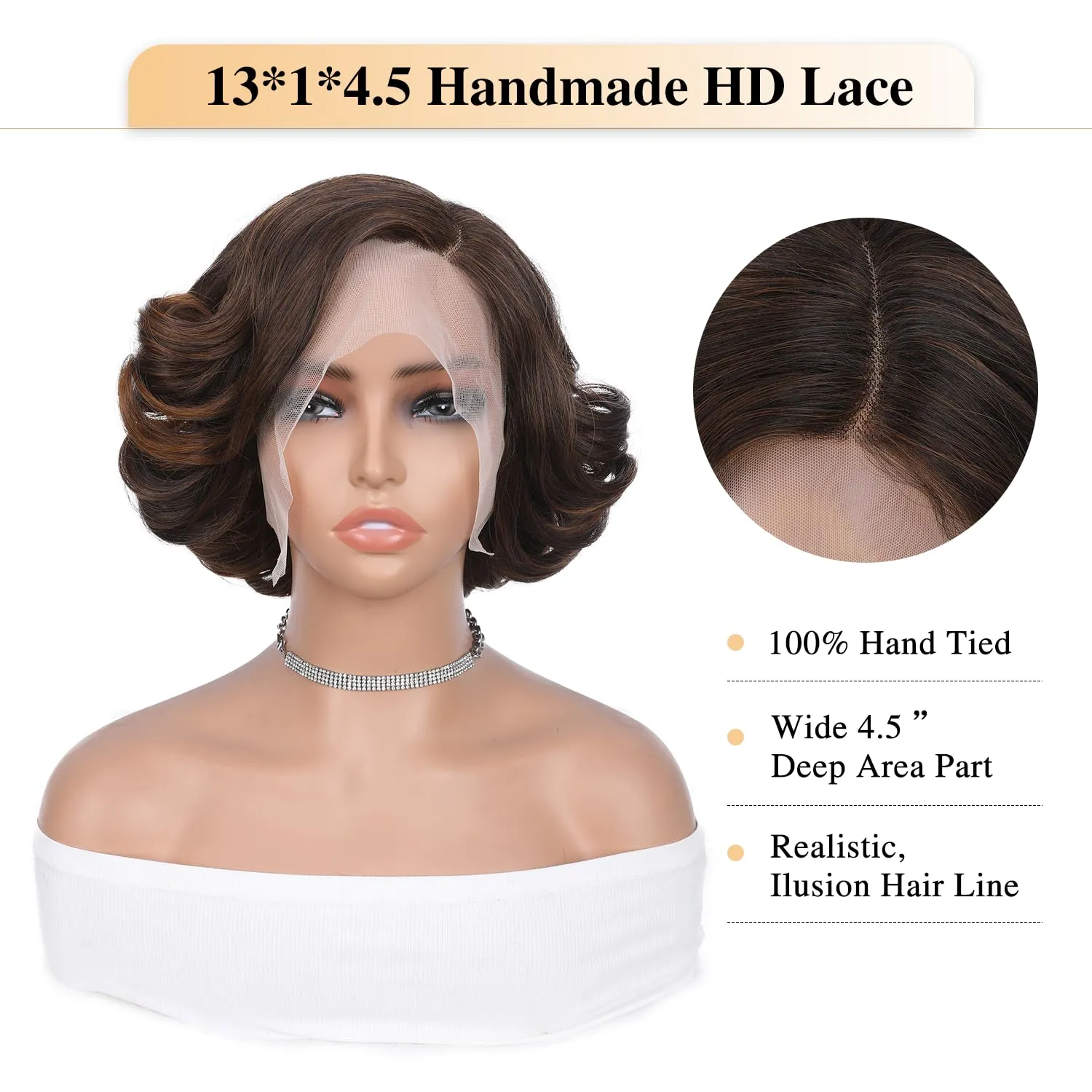 Quantum Love Lace Front Curly Wigs Short Curly Bob Wigs Loose Wave Side Part Mix Brown Wig for Black Women Short Body Wave Bob Synthetic Wig
