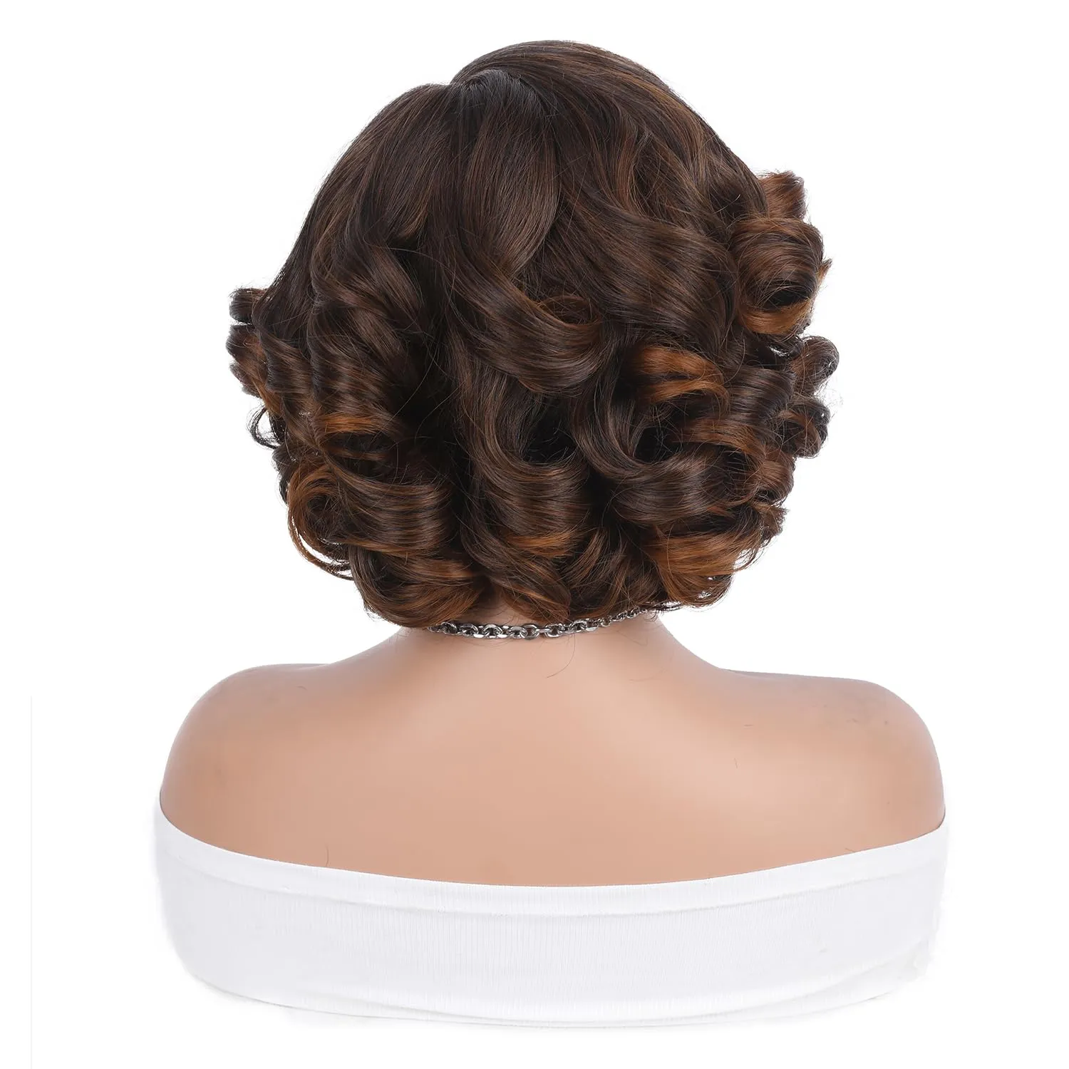 Quantum Love Lace Front Curly Wigs Short Curly Bob Wigs Loose Wave Side Part Mix Brown Wig for Black Women Short Body Wave Bob Synthetic Wig