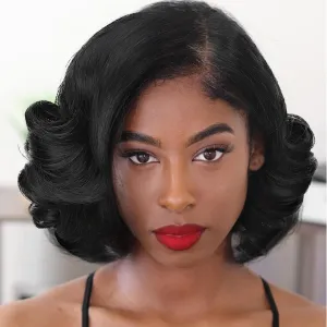 Quantum Love Lace Front Curly Wigs Short Curly Bob Wigs Loose Wave Side Part Wig for Black Women Short Body Wave Bob Synthetic Wig