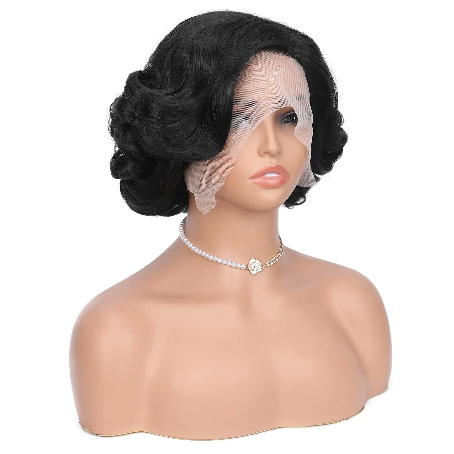 Quantum Love Lace Front Curly Wigs Short Curly Bob Wigs Loose Wave Side Part Wig for Black Women Short Body Wave Bob Synthetic Wig