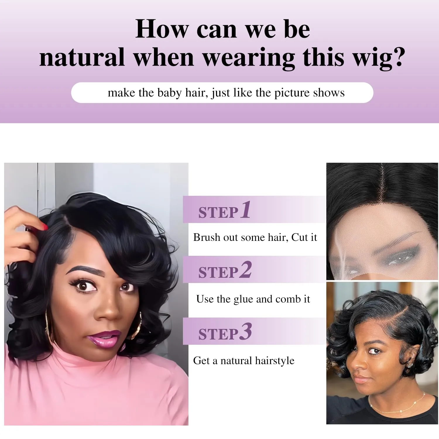 Quantum Love Lace Front Curly Wigs Short Curly Bob Wigs Loose Wave Side Part Wig for Black Women Short Body Wave Bob Synthetic Wig