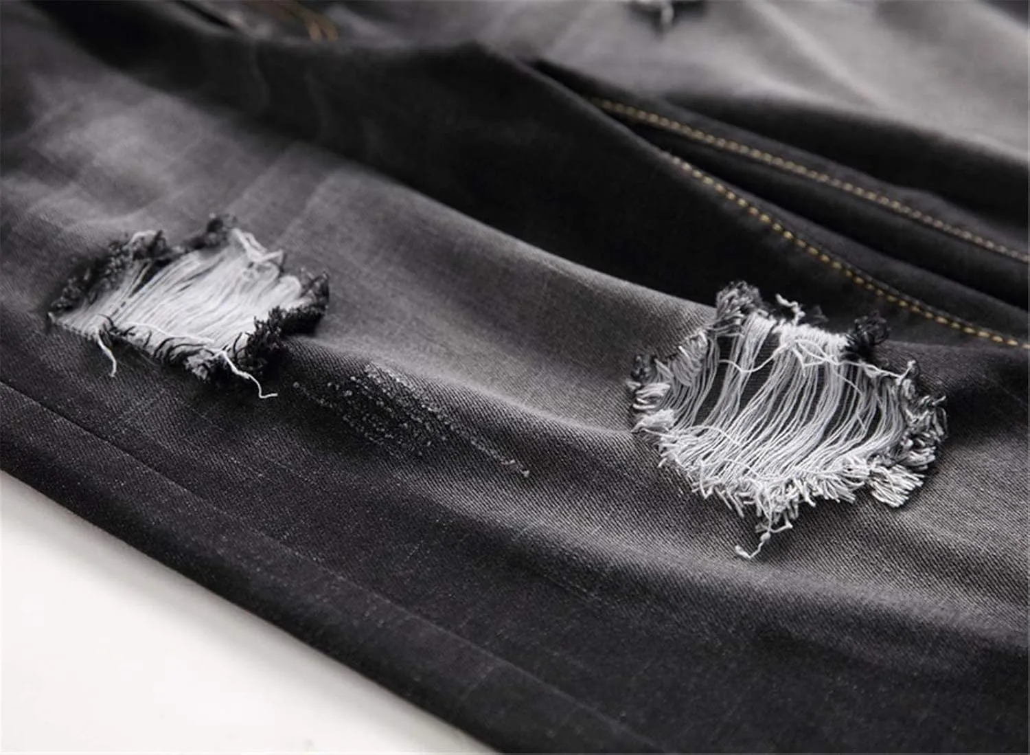QZH.DUAO Men's Ripped Denim Shorts & Jeans Summer Casual Classic Straight Distressed Ripped Short Jeans