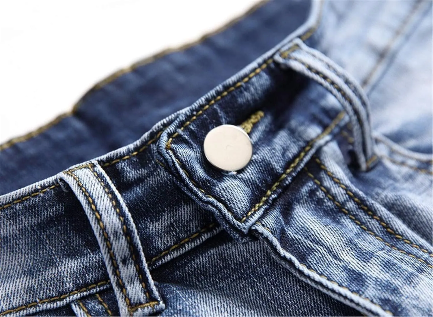 QZH.DUAO Men's Ripped Denim Shorts & Jeans Summer Casual Classic Straight Distressed Ripped Short Jeans