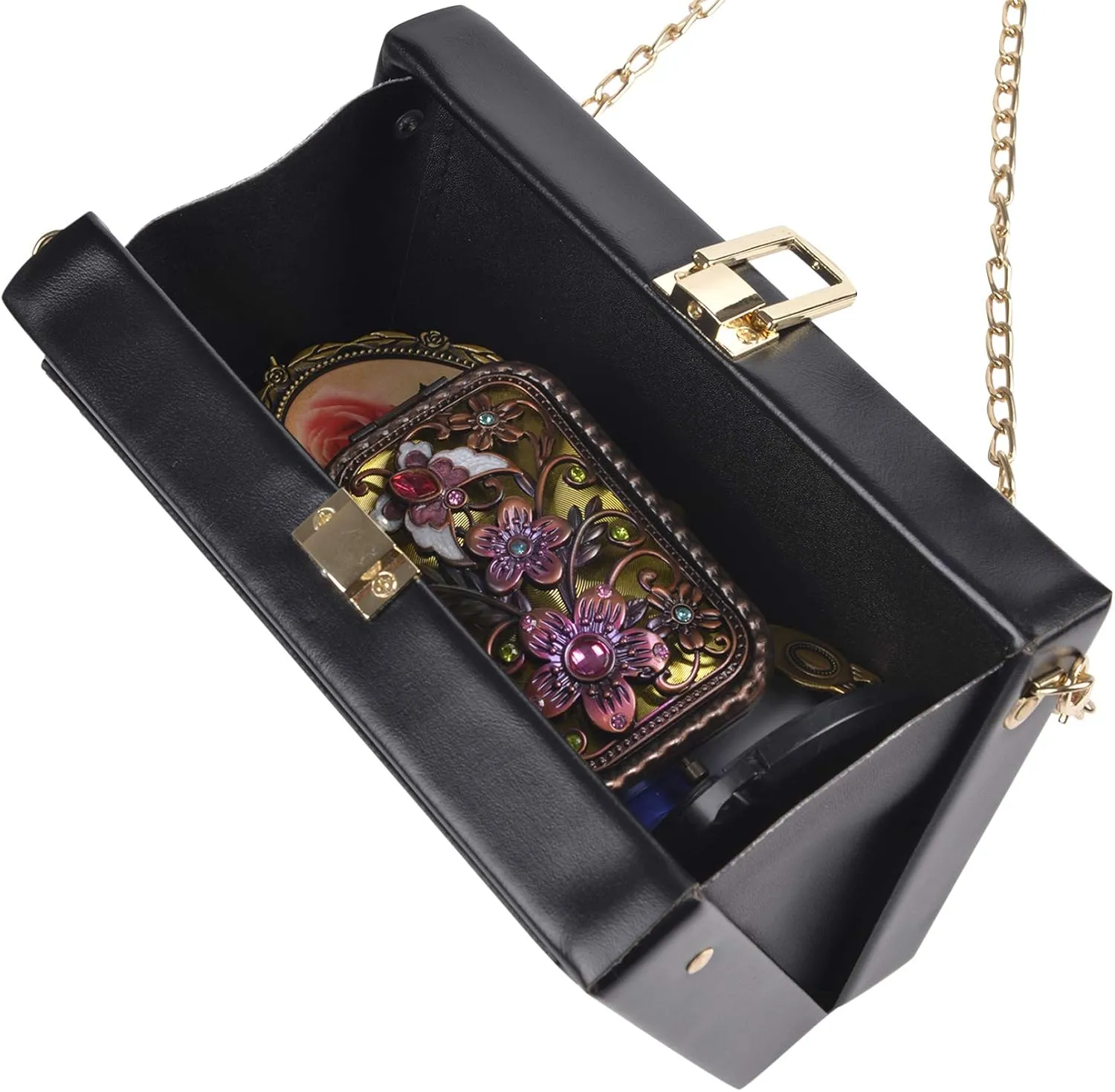 QZUnique Tape Shaped Shoulder Bag Radio Recorder PU Crossbody Bag Women's Retro Evening Bag Handbag Clutch Purse