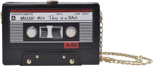QZUnique Tape Shaped Shoulder Bag Radio Recorder PU Crossbody Bag Women's Retro Evening Bag Handbag Clutch Purse