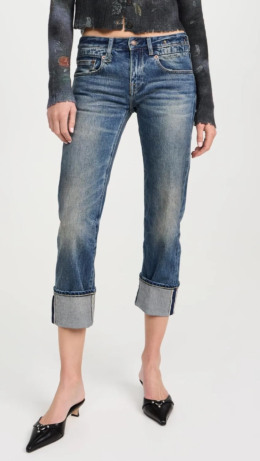 R13 Women's Cuffed Boy Straight Jeans