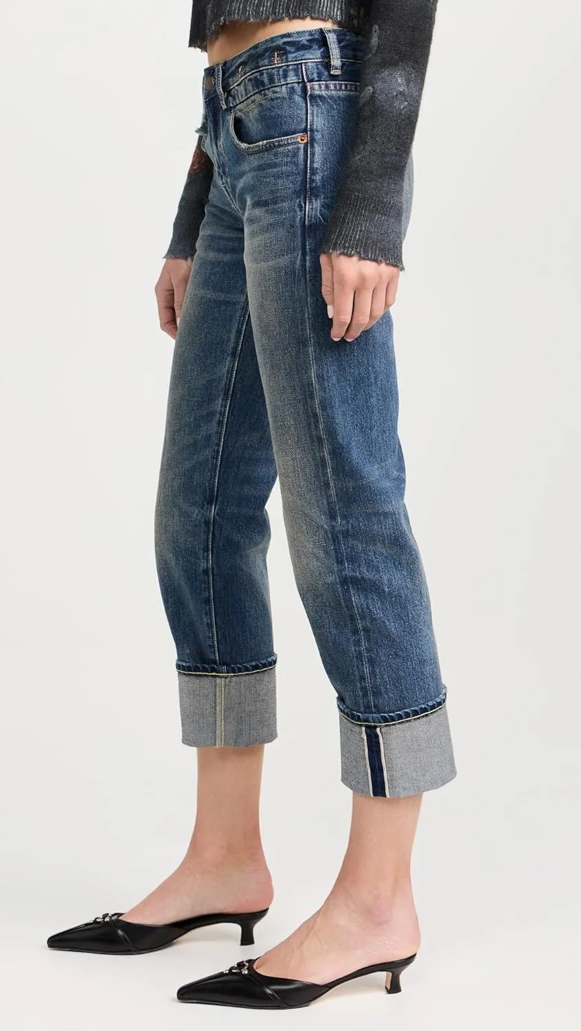 R13 Women's Cuffed Boy Straight Jeans