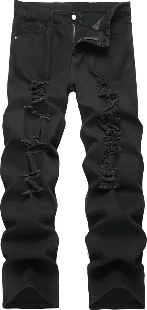 RANMCC Men's Baggy Jeans Loose Straight Fit Y2K Stretch Hip Hop Denim Casual Pants Jeans (Size 30-46)
