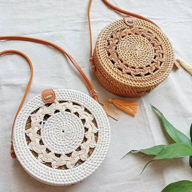 Rattan Circle Bag (Golden Husk)