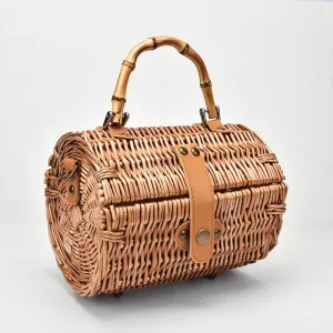 Rattan Straw Round Crossbody Bag