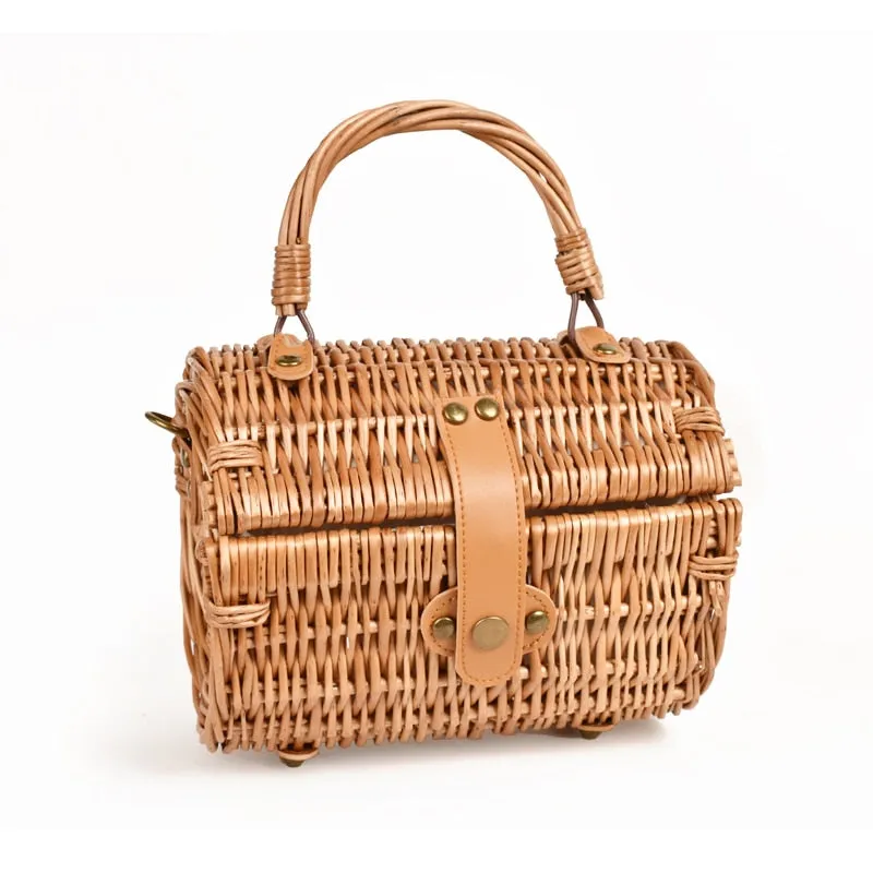 Rattan Straw Round Crossbody Bag