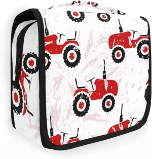 Red Old Wheeled Tractors Makeup Bag Hanging Toiletry Travel Bag for Toiletries Portable Toiletry Organizer Bags Toiletry Bag for Women Men
