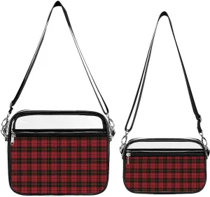 Red Plaid Transparent Cross Bag Two-piece Set