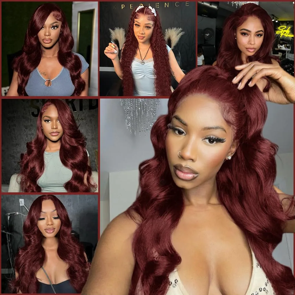 Reddish Brown Lace Front Wigs 28 Inch Pre-Plucked 200% Density Body Wave HD Lace Lace Frontal Wig with Baby Hair Glueless Wigs