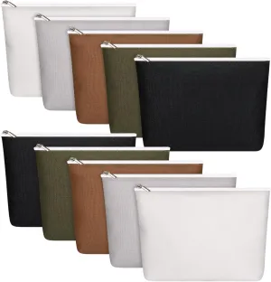Reginary 10 Pcs Canvas Makeup Bags Bulk for Women Blank DIY Craft Pencil Pouch Multicolor Cosmetics Bag Travel Toiletry Pouch Gift for Mental Health Nurse Mother Teacher(Neutral Color)