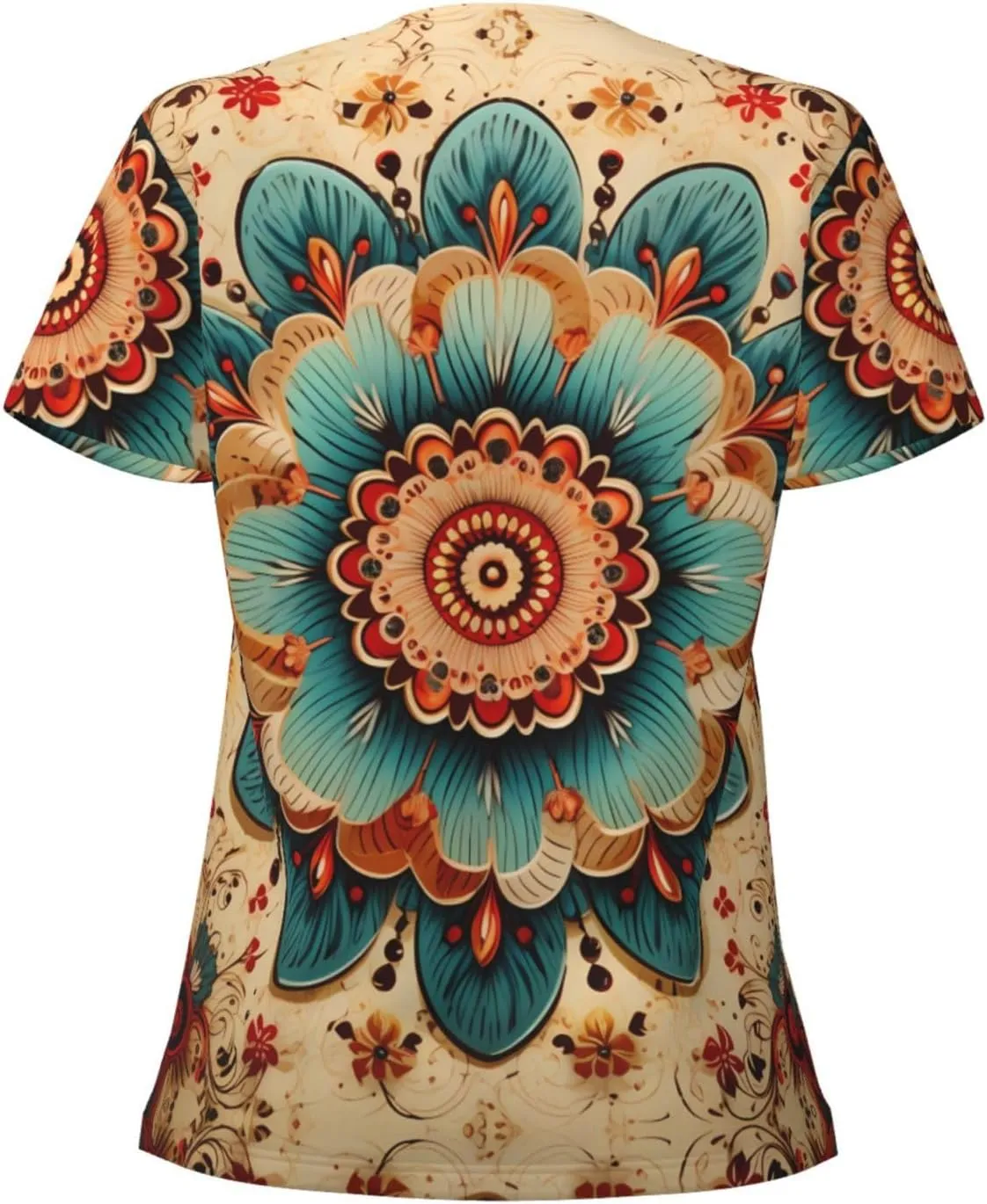 Reika Pattern Sexy V-Neck Printed Short T-Shirt, Travel Portable Fitness Clothes, Home and Outdoor wear