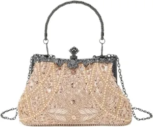 Rhinestone Bags Vintage Trend Heavy Industry Embroidery Flower Beaded Hand-held Evening Bag For Party，wedding