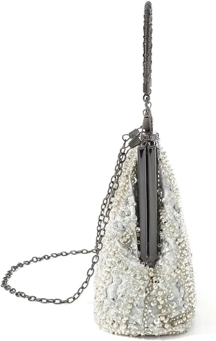 Rhinestone Bags Vintage Trend Heavy Industry Embroidery Flower Beaded Hand-held Evening Bag For Party，wedding