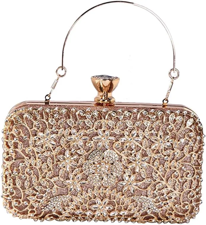 Rhinestone Evening Bag for Women Sparkly Sequin Purse Bridal Wedding Handbag Crystal Clutch Bag Glitter Shoulder Bag