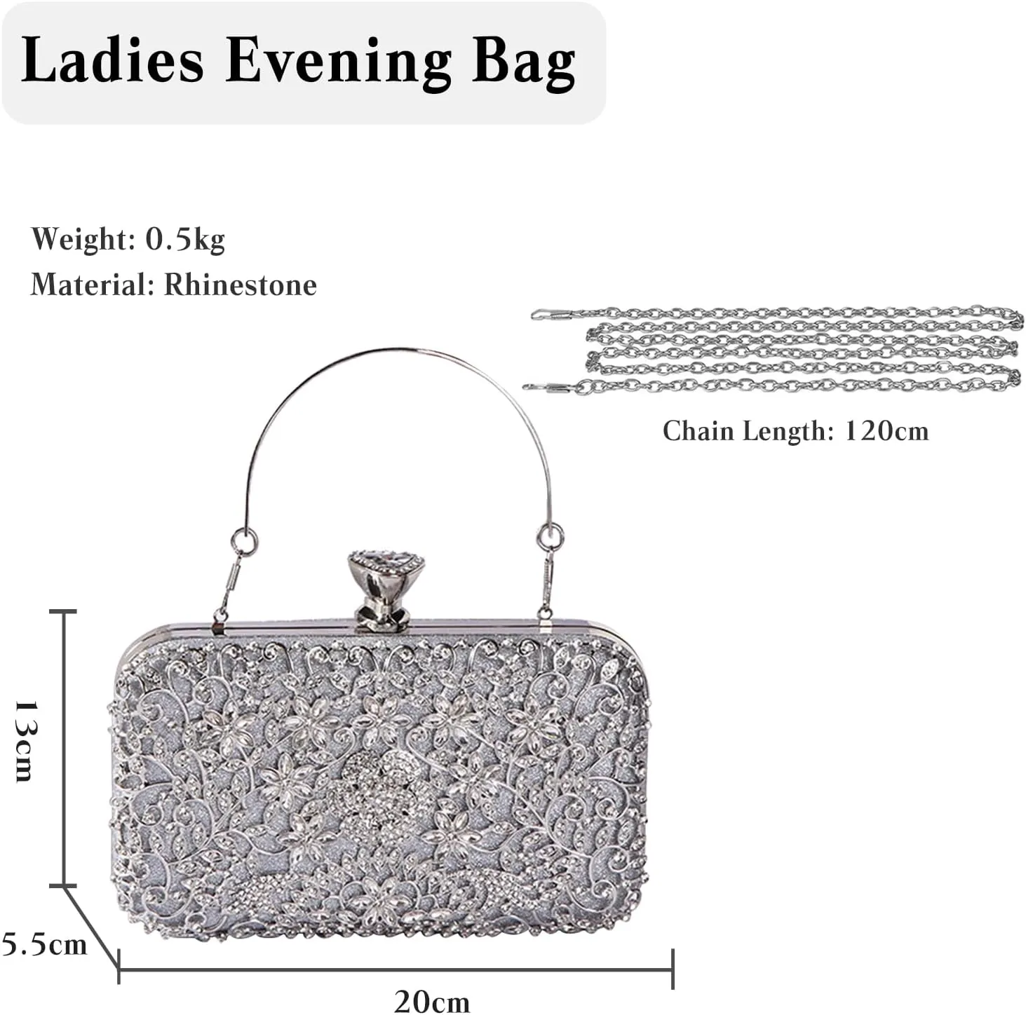 Rhinestone Evening Bag for Women Sparkly Sequin Purse Bridal Wedding Handbag Crystal Clutch Bag Glitter Shoulder Bag