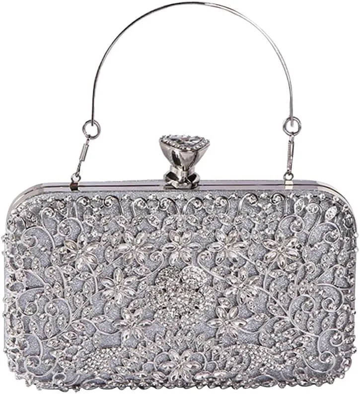 Rhinestone Evening Bag for Women Sparkly Sequin Purse Bridal Wedding Handbag Crystal Clutch Bag Glitter Shoulder Bag