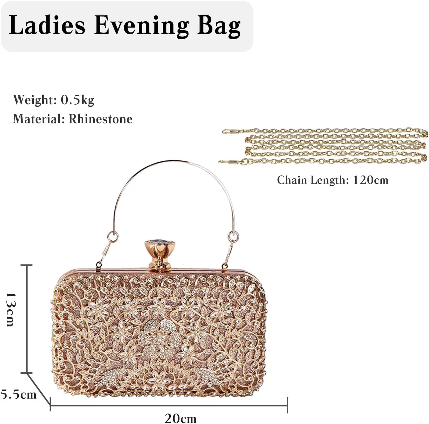 Rhinestone Evening Bag for Women Sparkly Sequin Purse Bridal Wedding Handbag Crystal Clutch Bag Glitter Shoulder Bag