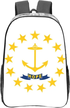 Rhode Island State Flag Transparent Backpack-16-Inch Pvc Clear Backpack With Side Pockets,Black