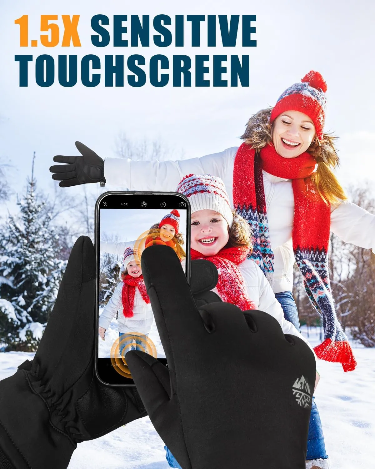 RIGWARL Winter Thermal Gloves Men and Women, Waterproof Touchscreen Cold Weather Gloves with Adjustable Zippered Wrist