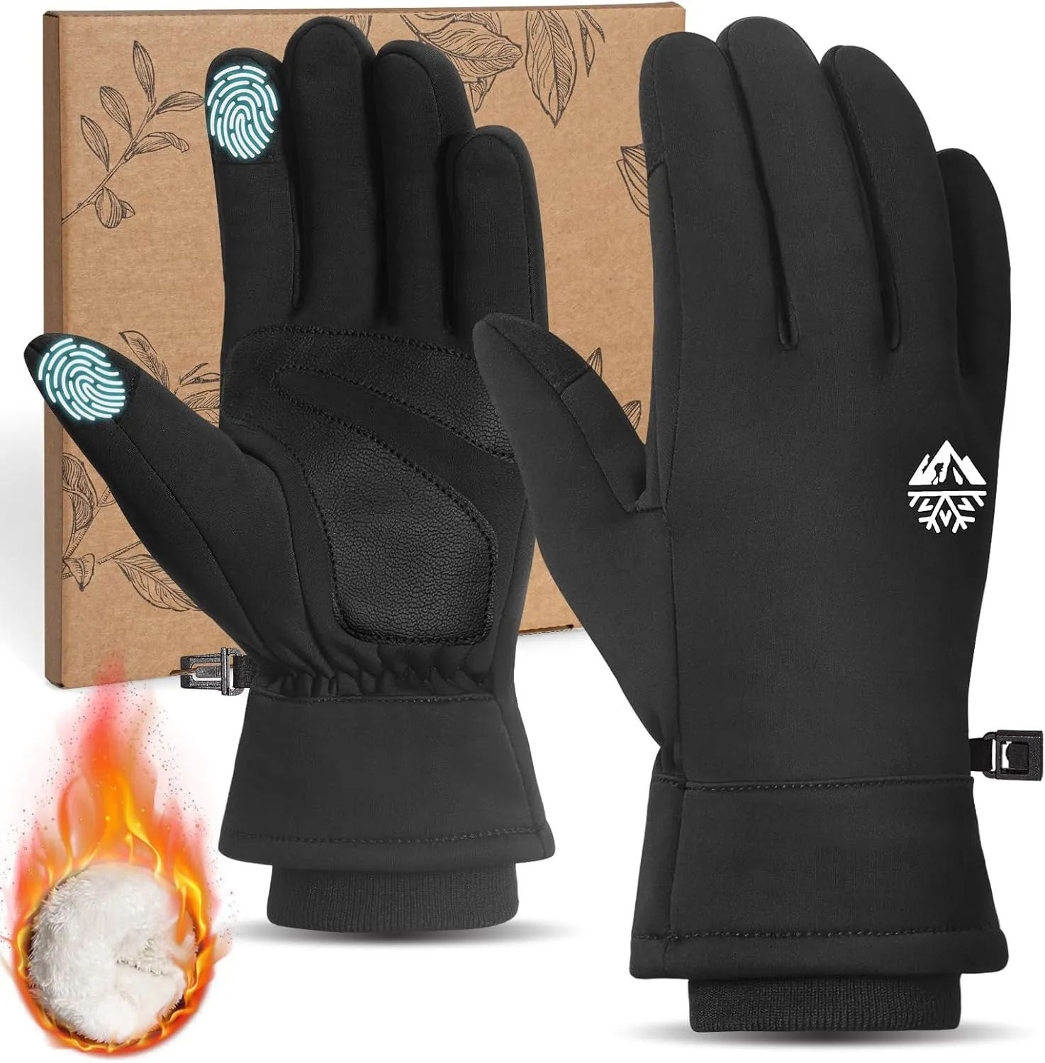 RIGWARL Winter Thermal Gloves Men and Women, Waterproof Touchscreen Cold Weather Gloves with Adjustable Zippered Wrist