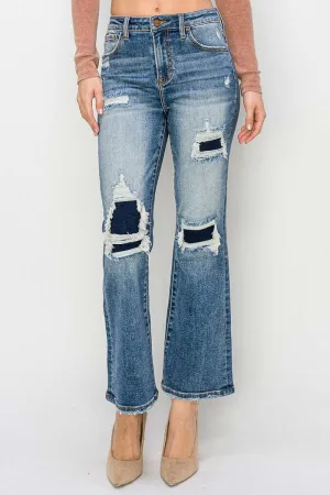 RISEN Distressed Flare Jeans