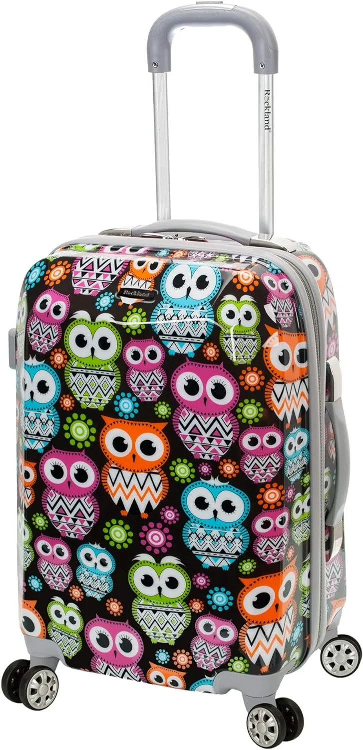 Rockland Vision Hardside Spinner Wheel Luggage, Owl, Carry-On 20-Inch