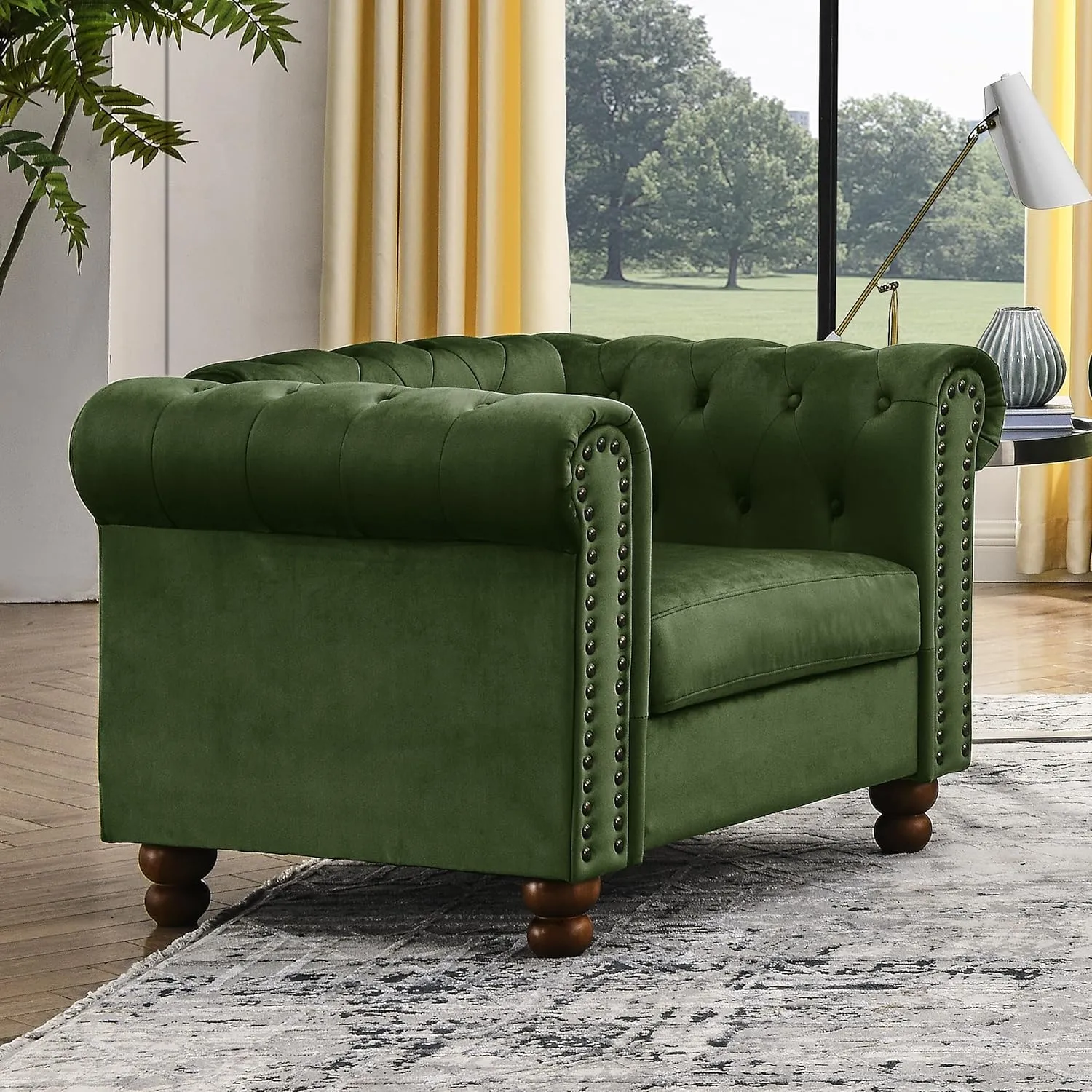 Rolled Arm Velvet Club Chair Set of 2, 2-Piece Accent Chair Set for Living Room Small Apartment Office Décor