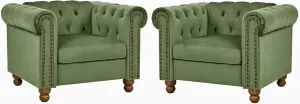 Rolled Arm Velvet Club Chair Set of 2, 2-Piece Accent Chair Set for Living Room Small Apartment Office Décor