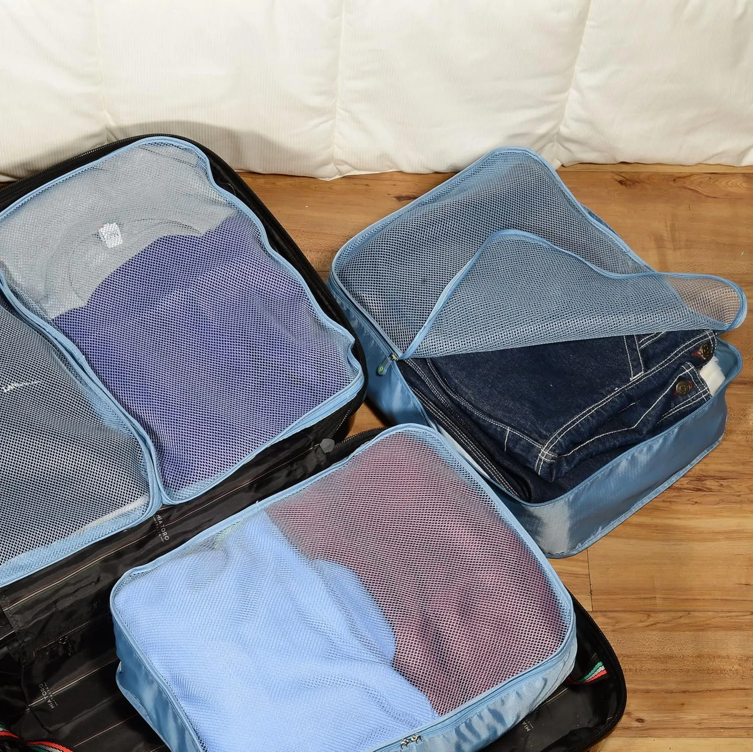 Rolling Nomad Multi-Purpose Packing Cubes, Travel Accesories, Essentials, Organizers, Lightweight, Breathable, Expandable Mesh, Sheet Compression Bags